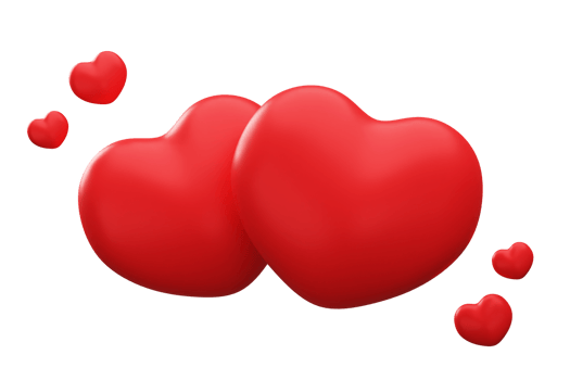 3D Red Hearts Shape png