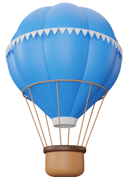 3D Rendering Blue Hot Air Balloon png