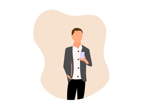 flat design man looking at smartphone vector illustration