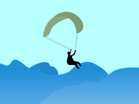 paragliding sports flat design vector illustration