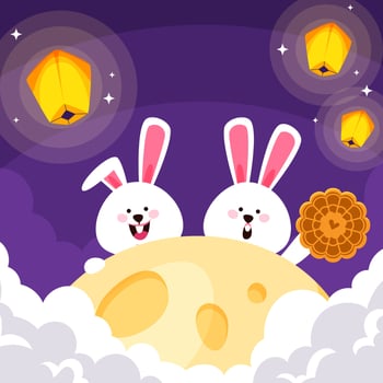 Happy Bunny on The Moon vector