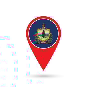 Map pointer with flag of Vermont. Vector illustration.