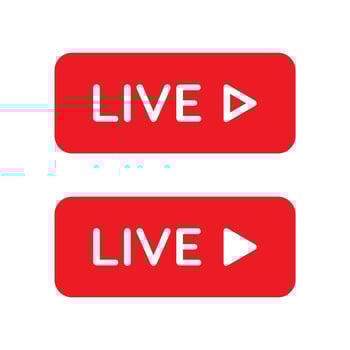 Live streaming video button icon vector in flat style