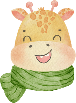 cute giraffe boy  Illustration watercolor cute animal winter wears scarf png