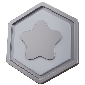 3d rendering silver star badge isolated png