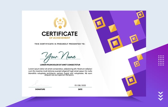 Modern of achievement certificate template vector
