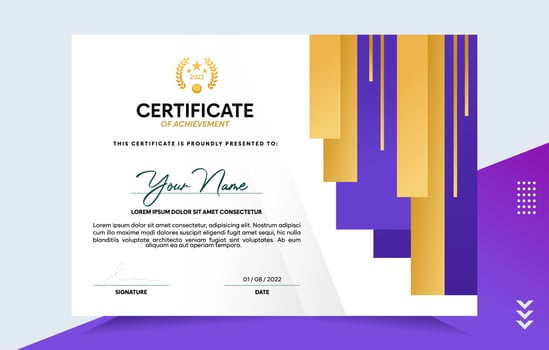 Modern of achievement certificate template vector