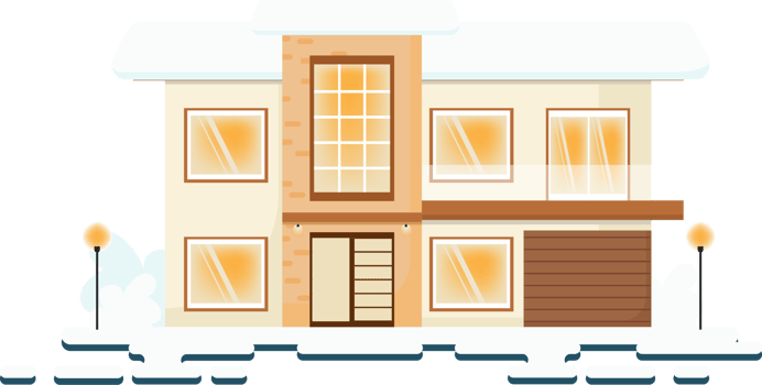 white snow cover christmas flat style house png