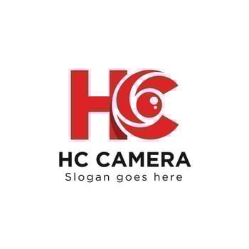HC camera logo, camera shop logo, eye of camera logo, camera aperture logo vector