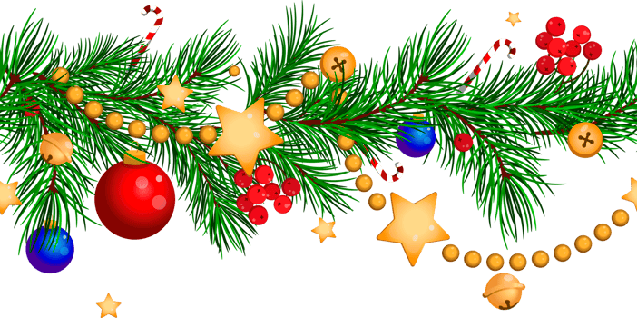 christmas seamless pattern with fir branches, candy canes and golden garland. png