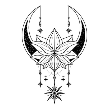 monochrome floral lotus logo design for tattoo corporate or company vector