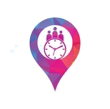 People Time map pin shape concept Logo. time successful health logo icon vector. vector