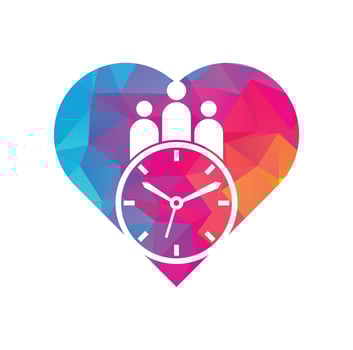 People Time heart shape concept Logo. time successful health logo icon vector. vector