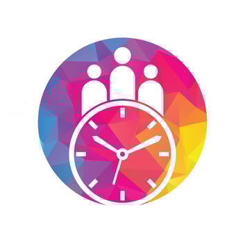 People Time Logo. time successful health logo icon vector. time logo with medical people icon silhouette. vector