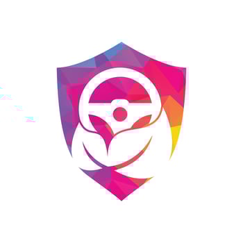 Eco steering wheel vector logo design. Steering wheel and eco symbol or icon.