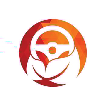 Eco steering wheel vector logo design. Steering wheel and eco symbol or icon.