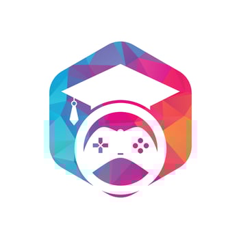 Game education vector logo design. Game console with graduation cap icon design.