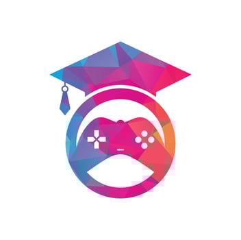 Game education vector logo design. Game console with graduation cap icon design.