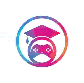 Game education vector logo design. Game console with graduation cap icon design.