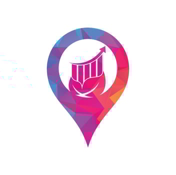 Finance leaf map pin shape concept logo template. Nature stats logo icon vector. vector