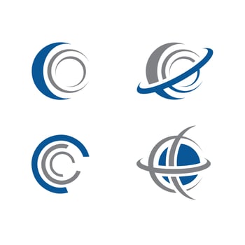 Abstract planet and orbit circle logo set vector