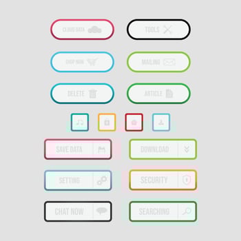 Colorful flat web design button vector