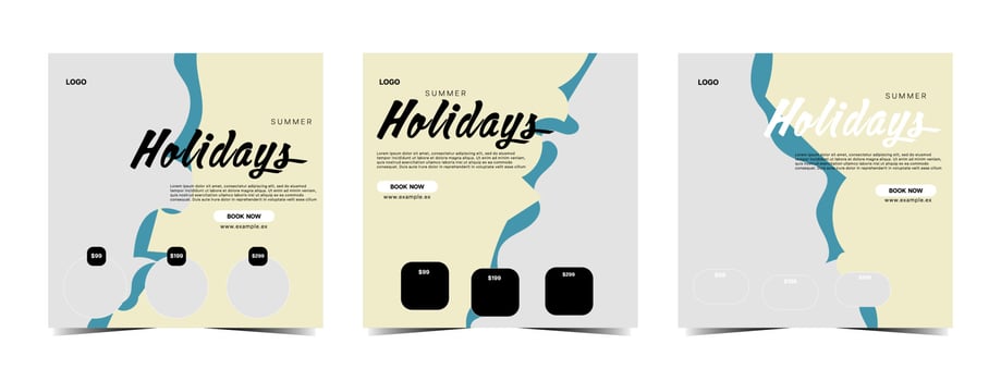 Travel business promotion web banner template design for social media Travel, tourism or summer vacation online marketing flyer, post or poster with abstract graphic background and logo. vector