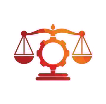 Industrial law firm vector logo design concept. Law firm with gear logo design template.