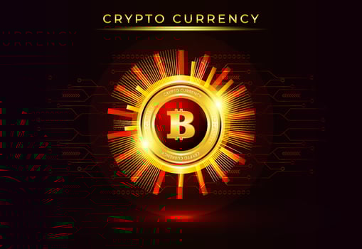 Cryptocurrency bitcoin with networking lines background vector