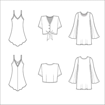 Women's tops collection, blouse, straps top vector