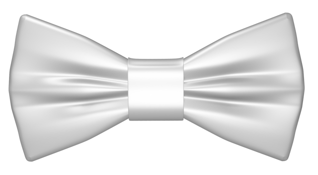 Realistic 3D White bow tie cutout png