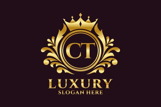 Initial CT Letter Royal Luxury Logo template in vector art for luxurious branding projects and other vector illustration.