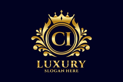 Initial CI Letter Royal Luxury Logo template in vector art for luxurious branding projects and other vector illustration.