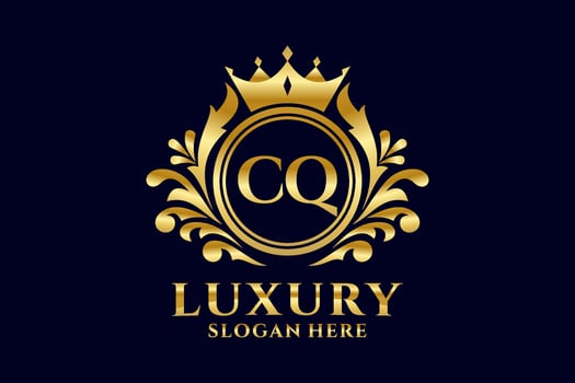 Initial CQ Letter Royal Luxury Logo template in vector art for luxurious branding projects and other vector illustration.