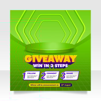 Giveaway contest social media post banner template vector