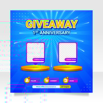 Giveaway contest social media post banner template vector