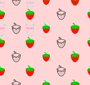 Strawberry seamless pattern with line and various strawberry style design. Texture for fabric, wrapping, wallpaper or decorative print vector