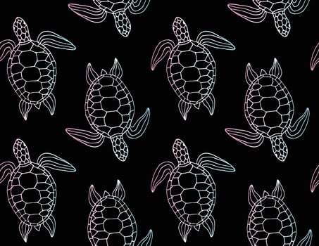 Vector seamless pattern of hand drawn turtle