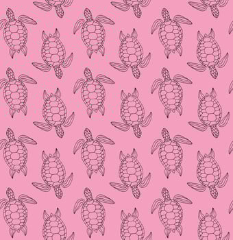 Vector seamless pattern of hand drawn turtle