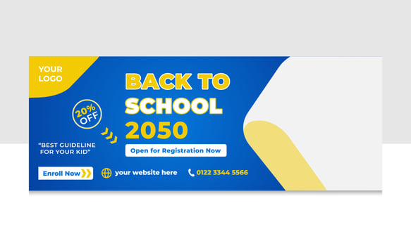 School Admission Faceboook Cover Design vector