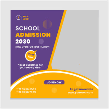 School Admission Social Media Post Design vector