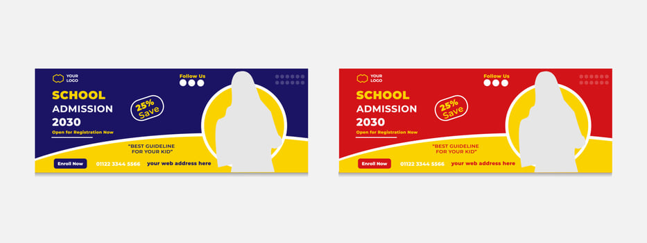 School Admission Facebook Cover Design vector