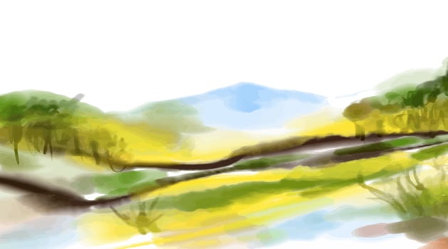 watercolor background, wide green forest vector