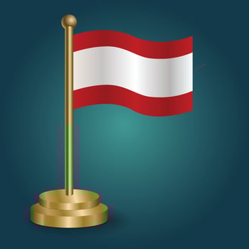 Tahiti national flag on golden pole on gradation isolated dark background. table flag, vector illustration