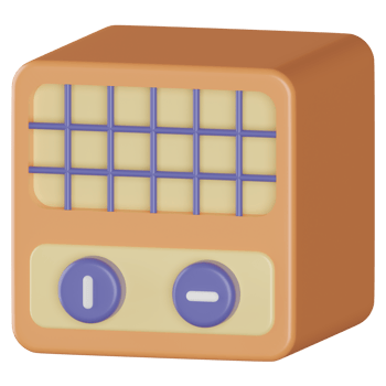 Vintage Radio 3D Render Icon png