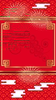 Festive luxury red gold background. New Year, Chinese New Year frame. Vertical orientation vector