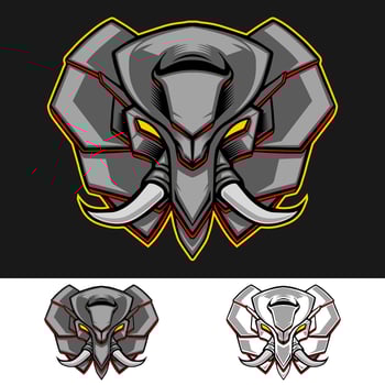 mecha head elephant mascot logo vector