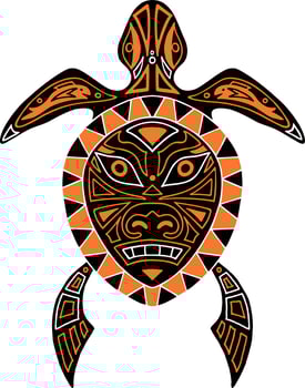 Native totem turtle. Tribal ethnic animal drawing, drawn totem beast symbols, indigenous tattoo mythology brute primitive ornament signs vector