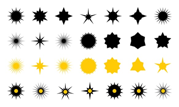 Star vector icons set. Shine symbol illustration. Star light sparkle collection