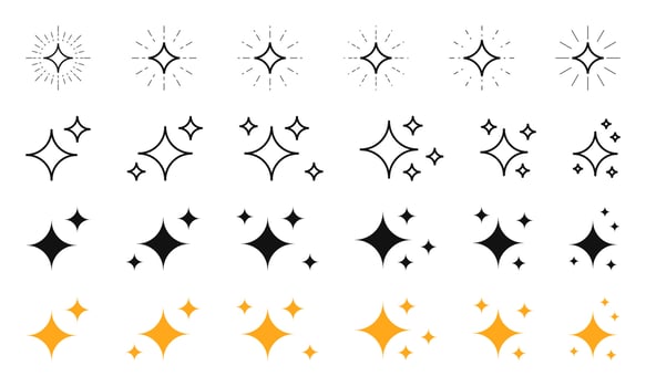 Star vector icons set. Shine symbol illustration. Star light sparkle collection